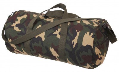 Сумка спортивная круглая лесной камуфляж Rothco Canvas Shoulder Duffle Bag Woodland Camo 2234 (61 см), фото