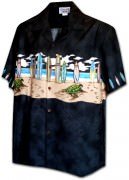 Pacific Legend Men's Border Hawaiian Shirts - 440-3749 Black