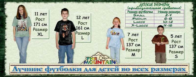 Размеры The Mountain Футболки