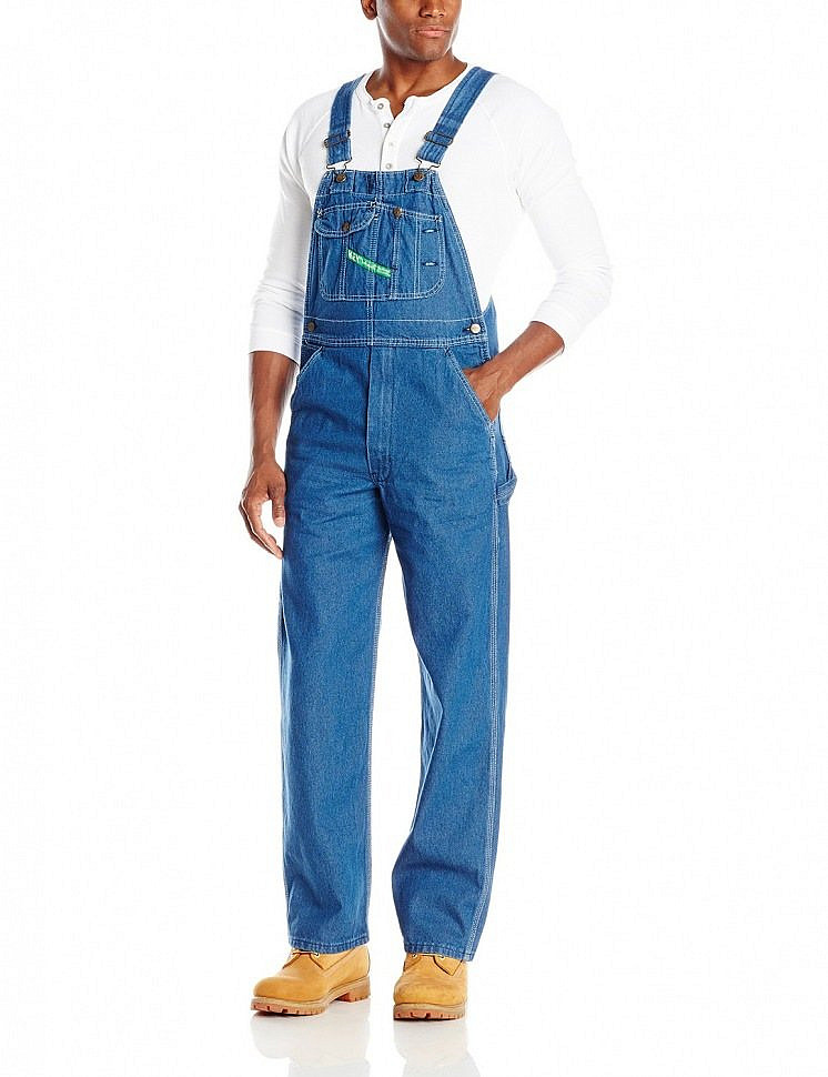 Мужской голубой джинсовый комбинезон Key Apparel Men's Bib Overalls Stonewashed