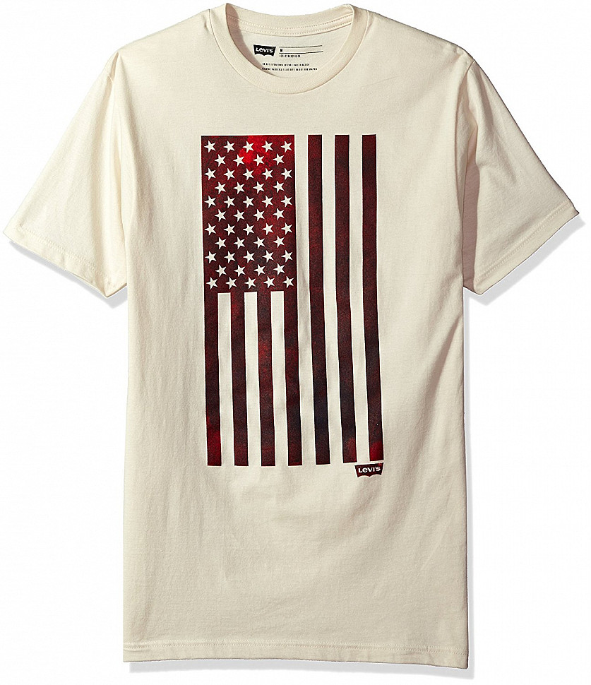 Levi's Men's Woosah T-Shirt with American Flag Cream