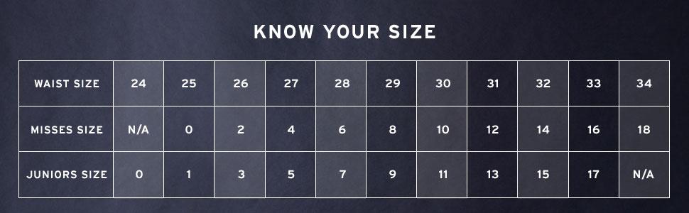 Таблица определения размера женских джинсов Левис