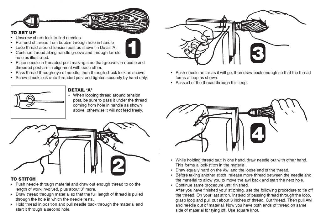 Инструкция к скоросшивателю The Speedy Stitcher Sewing Awl - 1125 Вторая часть