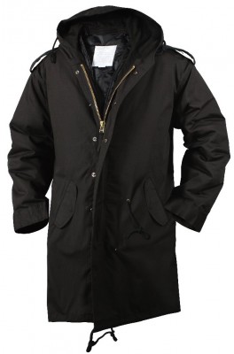 Американская, зимняя, черная винтажная куртка парка фиштэил Rothco M-51 Fishtail Parka с утепляющей подстежкой 9462, фото