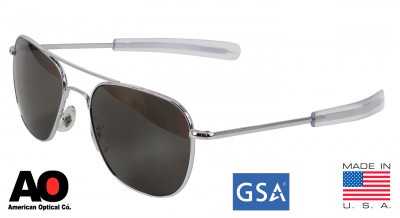 Американские очки в хромовой оправе и стеклянными линзами American Optical The Original Pilot Sunglasses 57mm Chrome Frame 10700, фото