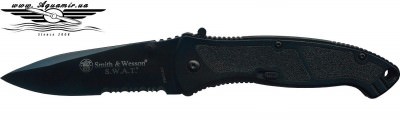 Карманный нож с серрейторным лезвием Smith and Wesson SWAT Assisted Opening Knife Black 3080, фото