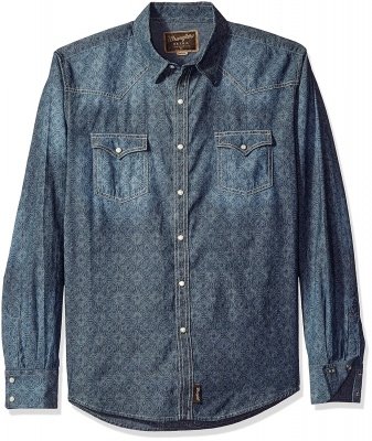Wrangler® Retro® Long Sleeve Spread Collar Plaid Shirt - Black, фото