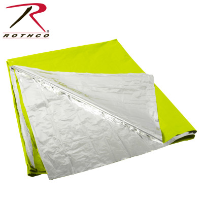 Ярко-зеленое спасательное термическое одеяло Rothco Polarshield Survival Blanket Safety Green 1044, фото