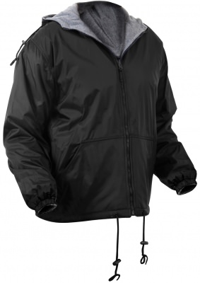 Куртка ветровка черная на флисе Rothco Fleece-Lined Reversible Hooded Jacket Black 8263, фото