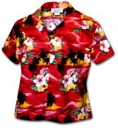 Pacific Legend Waikiki Sunset Hawaiian Shirt - 348-3104 Red
