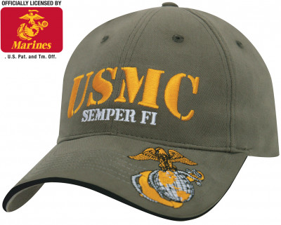 Лицензионная оливковая бейсболка с надписью «USMC Semper Fi» Rothco USMC Semper Fi Low Profile Cap 3969, фото