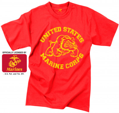 Футболка винтажная красная United States Marine Corps Rothco Vintage U.S. Marine Bulldog T-Shirt 61163, фото