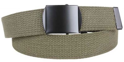 Хлопковый лиственно-зеленный брючный ремень Rothco Military Web Belts w/ Black Buckle Foliage Green 4294, фото