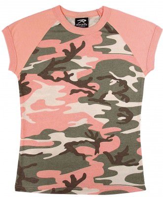 Женская милитари футболка Rothco Short Sleeve Camo Raglan T-Shirt Subdued Pink Camo - 8079, фото
