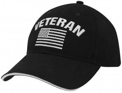 Черная бейсболка с флагом США и надписью «Ветеран» Rothco Veteran Low Profile Cap 5782, фото