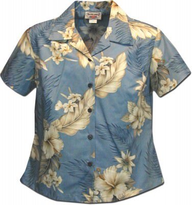 Женская гавайская рубашка Pacific Legend Luau Ladies Hawaiian Shirts - 348-3162 Blue, фото