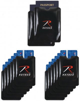 Чехлы для банковских карт и паспортов от скиминга Rothco RFID Blocking Credit Card and Passport Sleeve 12 Pack, фото