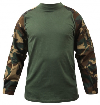 Боевая рубашка под бронежилет лесной камуфляж Rothco Military FR NYCO Combat Shirt Woodland Camo 90025, фото