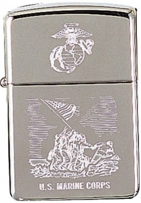 Хромовая зажигалка Зиппо с эмблемой Военно-Морского Флота США Zippo® Lighter High Polish Chrome w/ USMC Logo, фото