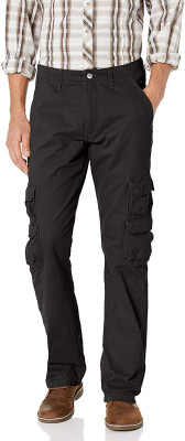 Карго брюки просторного кроя черные Wrangler Authentics Premium Relaxed Straight Twill Cargo Pant Black ZM6BLBT, фото