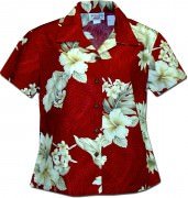 Pacific Legend Luau Ladies Hawaiian Shirts - 348-3162 Red
