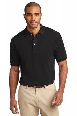 Хлопковая мужская черная классическая футболка поло Port Authority Men's Pique Knit Polo Black, фото