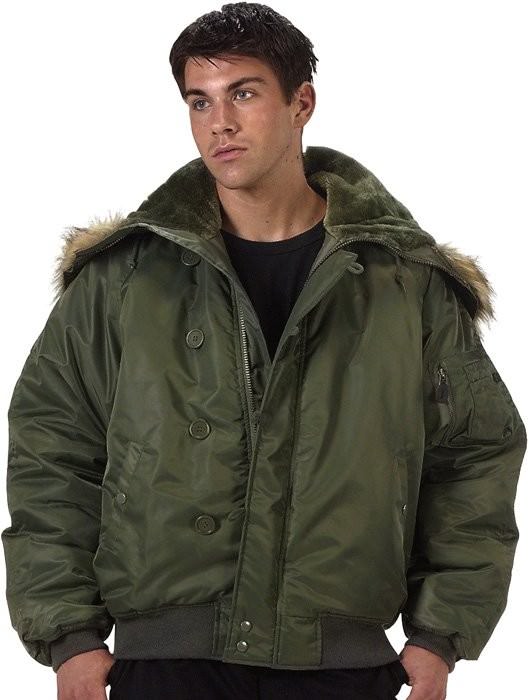 Американская зеленая короткая зимняя куртка Rothco N-2B Flight Jacket Sage  7190
