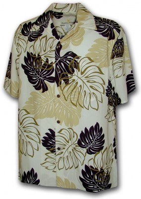 Кремовая шелковая мужская гавайская рубашка с кокосовыми пуговицами Pacific Legend Apparel Men's Rayon Hawaiian Shirts 470-109 Cream, фото