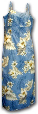 Платье гавайское Pacific Legend Long Spaghetti Hawaiian Dresses - 318-3162 Blue, фото