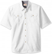 Wrangler Authentics Men's Short Sleeve Classic Woven Shirt Bright White