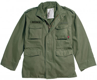 Оливковая американская винтажная хлопковая куртка M-65 Rothco Vintage M-65 Field Jacket Olive Drab 8603, фото