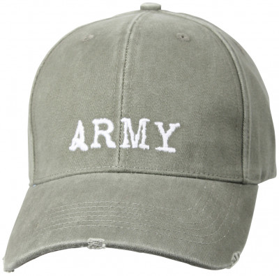 Бейсболка оливковая винтажная с надписью «ARMY» Rothco Vintage Army Low Profile Cap 9486, фото