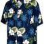 Темно-синяя мужская хлопковая гавайская рубашка (гавайка) с цветами гибискуса Pacific Legend Hawaiian Shirts Hibiscus Islands - Рубашка гавайская Pacific Legend Men's Hawaiian Shirts Allover Prints - 410-2798 Navy