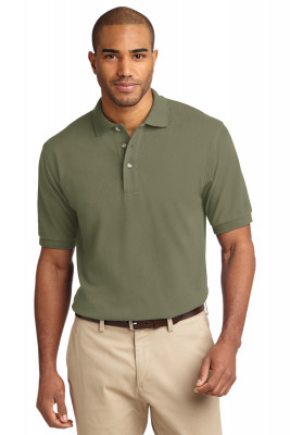 Хлопковая мужская оливковая классическая футболка поло Port Authority Men's Pique Knit Polo Faded Olive, фото