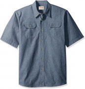 Wrangler Authentics Men's Short Sleeve Classic Woven Shirt Dark Chambray