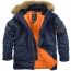 Куртка зимняя Alpha Industries N-3B Slim Fit Parka - Navy Blue размер S - N3-B-Tight-Navy-Orange-1000.jpg