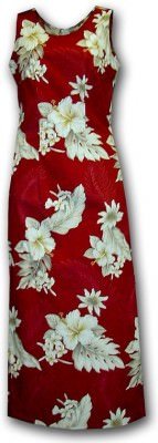 Длинное гавайское платье Pacific Legend Long Tank Hawaiian Dresses - 321-3162 Red, фото