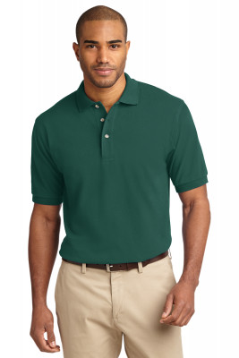 Хлопковая мужская зеленая классическая футболка поло Port Authority Men's Pique Knit Polo Forest, фото