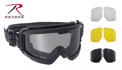 Противоосколочные черные баллистические очки гоглы с тремя линзами Rothco ANSI Ballistic OTG Goggle System Black 1723, фото