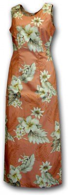 Длинное гавайское платье Pacific Legend Long Tank Hawaiian Dresses - 321-3162 Peach, фото