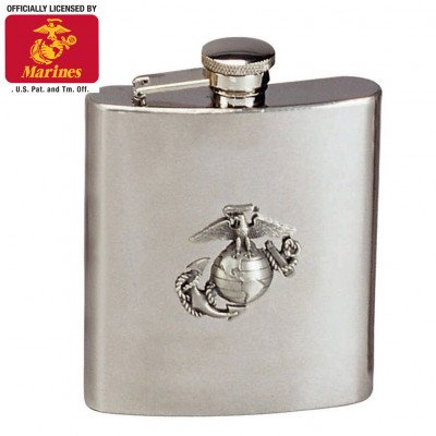Стальная фляга Rothco Stainless Steel Marine Corps Emblem Flask 650, фото