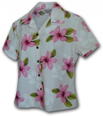 Женская гавайская рубашка Pacific Legend Pink Plumerias Hawaiian Shirts - 348-3551 Pink, фото