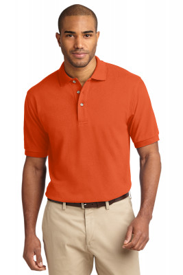 Хлопковая мужская оранжевая классическая футболка поло Port Authority Men's Pique Knit Polo Orange, фото