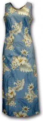 Длинное гавайское платье Pacific Legend Long Tank Hawaiian Dresses - 321-3162 Blue, фото