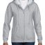 Толстовка Gildan Women's Heavy Blend Full-Zip Hooded Sweatshirt Sport Grey - Женская однотонная толстовка на молнии Gildan Women's Heavy Blend Full-Zip Hooded Sweatshirt Sport Grey