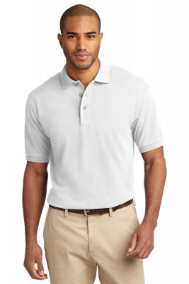 Хлопковая мужская белая классическая футболка поло Port Authority Men's Pique Knit Polo White, фото