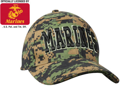 Лицензированная бейсболка Rothco Deluxe Marines Low Profile Insignia Cap Woodland Digital Camo 9588, фото