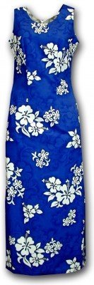 Длинное гавайское платье Pacific Legend Long Tank Hawaiian Dresses - 321-3156 Blue, фото