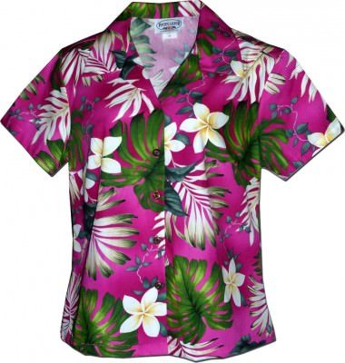 Женская гавайская рубашка Pacific Legend Tropical Monstera Hawaiian Shirts - 348-3688 Pink, фото