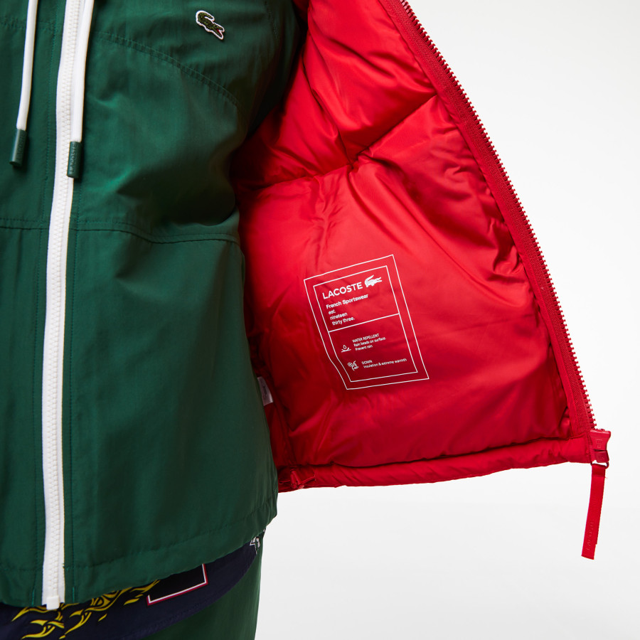 Lacoste red puffer jacket shop